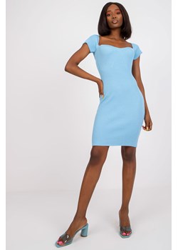 Sukienka w prazki z krótkim rękawem  - niebieska ze sklepu 5.10.15 w kategorii Sukienki - zdjęcie 169731801