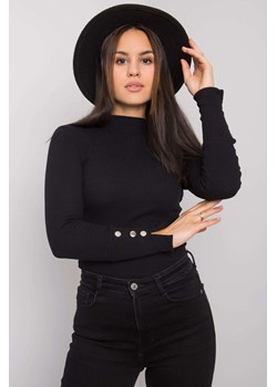 Czarna dopasowana bluzka z długim rękawem Marbella RUE PARIS ze sklepu 5.10.15 w kategorii Bluzki damskie - zdjęcie 169731902