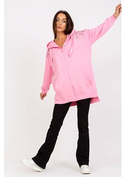 Różowa długa bluza rozpinana z kapturem RUE PARIS ze sklepu 5.10.15 w kategorii Bluzy damskie - zdjęcie 169732042