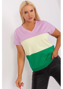 Jasnofioletowo-zielona bluzka plus size w paski ze sklepu 5.10.15 w kategorii Bluzki damskie - zdjęcie 169732051