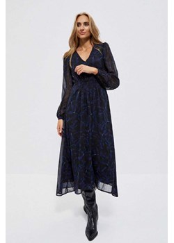 Czarna rozkloszowana sukienka damska midi z długim rękawem ze sklepu 5.10.15 w kategorii Sukienki - zdjęcie 169732243