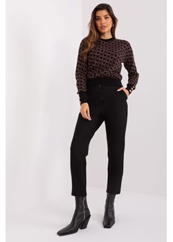 Czarne spodnie damskie z materiału ze sklepu 5.10.15 w kategorii Spodnie damskie - zdjęcie 169732392