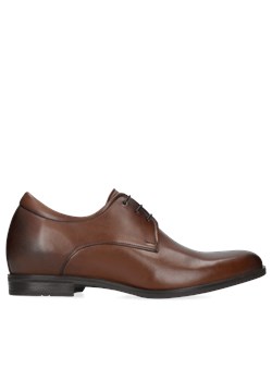 Brązowe derby ze skóry, buty podwyższające +7 cm, Conhpol, CH6379-01 ze sklepu Konopka Shoes w kategorii Półbuty męskie - zdjęcie 169734303