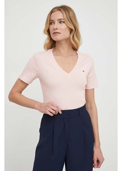 Tommy Hilfiger t-shirt bawełniany damski kolor różowy ze sklepu ANSWEAR.com w kategorii Bluzki damskie - zdjęcie 169736120