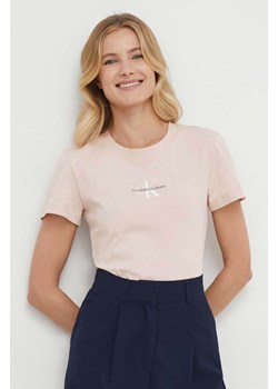 Calvin Klein Jeans t-shirt bawełniany damski kolor różowy ze sklepu ANSWEAR.com w kategorii Bluzki damskie - zdjęcie 169736132