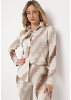Beżowa Klasyczna Koszula w Nieregularne Paski Wailla ze sklepu Born2be Odzież w kategorii Koszule damskie - zdjęcie 169736981