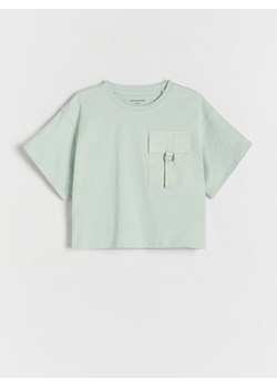 Reserved - T-shirt z kieszenią - jasnoturkusowy ze sklepu Reserved w kategorii Bluzki dziewczęce - zdjęcie 169740692