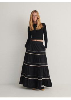 Reserved - Spódnica z kontrastowymi lamówkami - czarny ze sklepu Reserved w kategorii Spódnice - zdjęcie 169740981
