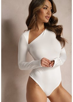 Białe Body z Długim Rękawem i Asymetrycznym Wyciętym Dekoltem Avaemia ze sklepu Renee odzież w kategorii Bluzki damskie - zdjęcie 169741712