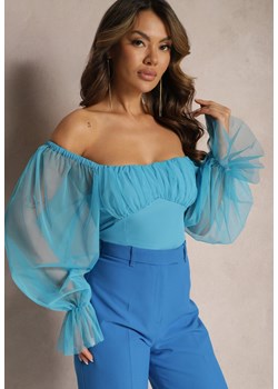 Niebieska Bluzka Hiszpanka z Transparentnymi Rękawami Lavcie ze sklepu Renee odzież w kategorii Bluzki damskie - zdjęcie 169741732