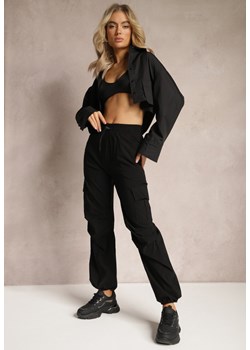 Czarne Spodnie Joggery z Szerokimi Kieszeniami Cargo Siringa ze sklepu Renee odzież w kategorii Spodnie damskie - zdjęcie 169741742
