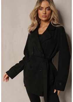 Czarny Płaszcz o Dwurzędowym Fasonie z Kołnierzykiem Ericas ze sklepu Renee odzież w kategorii Płaszcze damskie - zdjęcie 169741872