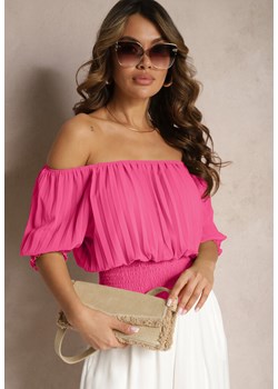 Fuksjowa Bluzka Hiszpanka z Marszczeniami Nuinama ze sklepu Renee odzież w kategorii Bluzki damskie - zdjęcie 169741892