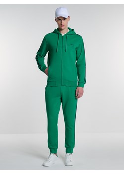 Bluza męska rozpinana z kapturem z lamówkami na rękawach zielona Santo 301/ Smith 301 ze sklepu Big Star w kategorii Bluzy męskie - zdjęcie 169744833