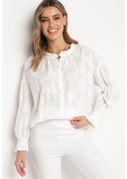 Biała Bawełniana Koszula z Haftowanym Wzorem Nerxa ze sklepu Born2be Odzież w kategorii Koszule damskie - zdjęcie 169746462