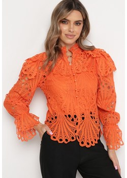 Pomarańczowa Koronkowa Koszula ze Stójką i Topem Mumitis ze sklepu Born2be Odzież w kategorii Koszule damskie - zdjęcie 169746681