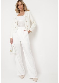 Białe Klasyczne Spodnie z Kieszeniami i Prostą Nogawką Trisonore ze sklepu Born2be Odzież w kategorii Spodnie damskie - zdjęcie 169746923
