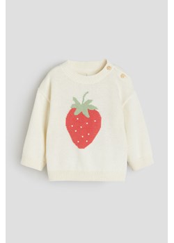 H & M - Bawełniany sweter - Biały ze sklepu H&M w kategorii Swetry dziewczęce - zdjęcie 169748610