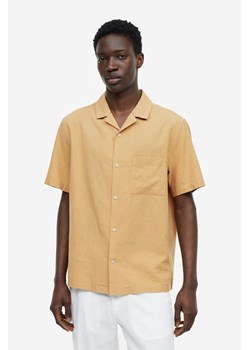H & M - Koszula z domieszką lnu Regular Fit - Żółty ze sklepu H&M w kategorii Koszule męskie - zdjęcie 169749051