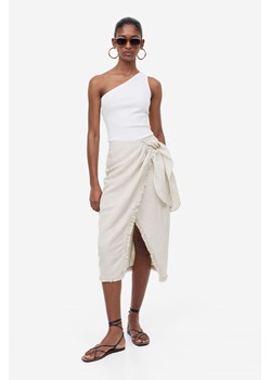 H & M - Kopertowa spódnica z domieszką lnu - Beżowy ze sklepu H&M w kategorii Spódnice - zdjęcie 169749202