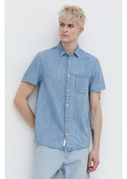 Tommy Jeans koszula jeansowa męska kolor niebieski regular z kołnierzykiem klasycznym ze sklepu ANSWEAR.com w kategorii Koszule męskie - zdjęcie 169750174