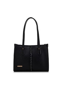 Torebka shopperka z ekoskóry z wypukłą plecionką mała czarna ze sklepu WITTCHEN w kategorii Torby Shopper bag - zdjęcie 169750614