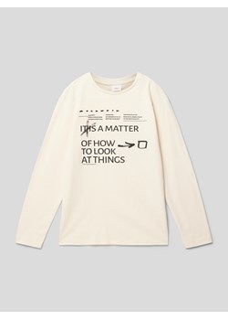 Bluzka z długim rękawem z nadrukowanym napisem ze sklepu Peek&Cloppenburg  w kategorii T-shirty chłopięce - zdjęcie 169751140