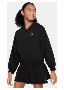 Bluza z kapturem i zamkiem na całej długości dla dużych dzieci (dziewcząt) Nike Sportswear - Czerń ze sklepu Nike poland w kategorii Bluzy dziewczęce - zdjęcie 169754572