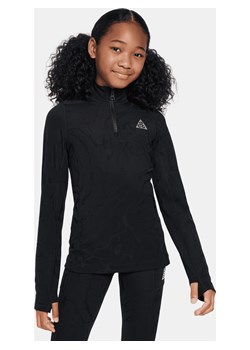 Koszulka z długim rękawem i zamkiem 1/4 dla dużych dzieci (dziewcząt) Nike ACG Therma-FIT - Czerń ze sklepu Nike poland w kategorii Bluzki dziewczęce - zdjęcie 169754682