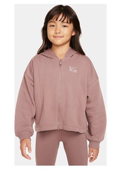 Dziewczęca bluza z kapturem i zamkiem na całej długości z dzianiny dresowej Nike Air - Fiolet ze sklepu Nike poland w kategorii Bluzy dziewczęce - zdjęcie 169754690