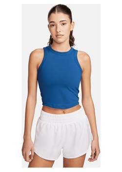 Damska koszulka bez rękawów o skróconym kroju Dri-FIT Nike One Fitted - Niebieski ze sklepu Nike poland w kategorii Bluzki damskie - zdjęcie 169754840