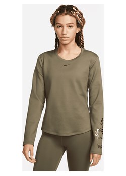 Damska koszulka z długim rękawem i grafiką Nike Therma-FIT One - Zieleń ze sklepu Nike poland w kategorii Bluzki damskie - zdjęcie 169754990