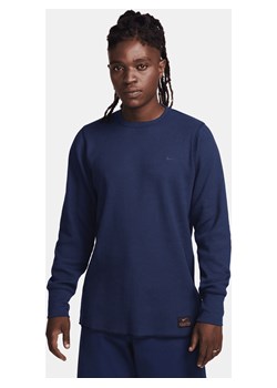 Męska bluza z długim rękawem z grubej dzianiny waflowej Nike Life - Niebieski ze sklepu Nike poland w kategorii Bluzy męskie - zdjęcie 169755403