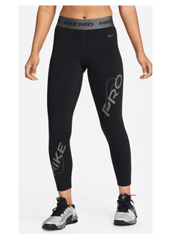Damskie legginsy o długości 7/8 ze średnim stanem i grafiką Nike Pro - Czerń ze sklepu Nike poland w kategorii Spodnie damskie - zdjęcie 169755870