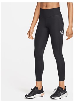 Damskie legginsy 7/8 ze średnim stanem i kieszeniami do biegania Nike Fast - Czerń ze sklepu Nike poland w kategorii Spodnie damskie - zdjęcie 169755924
