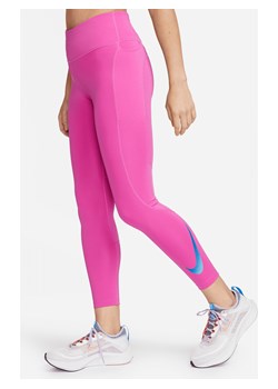 Damskie legginsy 7/8 ze średnim stanem i kieszeniami do biegania Nike Fast - Różowy ze sklepu Nike poland w kategorii Spodnie damskie - zdjęcie 169755970