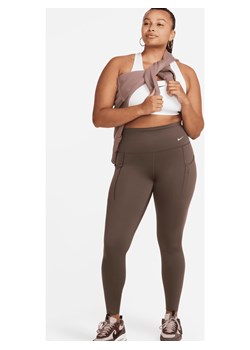 Damskie legginsy o pełnej długości z wysokim stanem i kieszeniami zapewniające mocne wsparcie Nike Go - Brązowy ze sklepu Nike poland w kategorii Spodnie damskie - zdjęcie 169756080