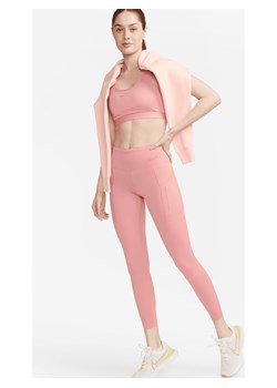 Damskie legginsy ze średnim stanem i kieszeniami o długości 7/8 zapewniające mocne wsparcie Nike Go - Różowy ze sklepu Nike poland w kategorii Spodnie damskie - zdjęcie 169756133