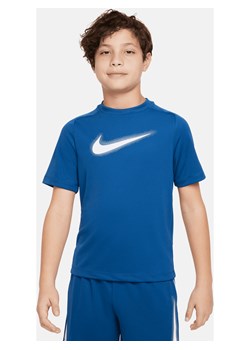 Koszulka treningowa z nadrukiem dla dużych dzieci (chłopców) Nike Dri-FIT Multi - Niebieski ze sklepu Nike poland w kategorii T-shirty chłopięce - zdjęcie 169756194
