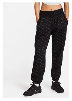 Damskie spodnie dresowe o kroju oversize z nadrukiem Nike Sportswear Phoenix Fleece - Czerń ze sklepu Nike poland w kategorii Spodnie damskie - zdjęcie 169756393