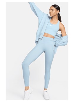 Damskie legginsy o pełnej długości ze średnim stanem i kieszeniami zapewniające mocne wsparcie Nike Go - Niebieski ze sklepu Nike poland w kategorii Spodnie damskie - zdjęcie 169756630