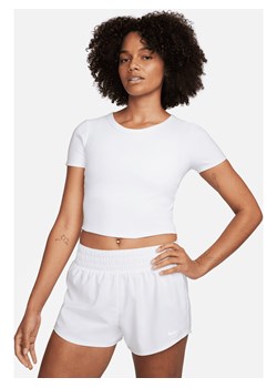 Damska koszulka o skróconym kroju z krótkim rękawem Dri-FIT Nike One Fitted - Biel ze sklepu Nike poland w kategorii Bluzki damskie - zdjęcie 169756762
