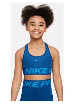 Dziewczęcy stanik sportowy Nike Pro Swoosh - Niebieski ze sklepu Nike poland w kategorii Staniki dla dziewczynki - zdjęcie 169756924
