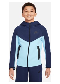 Rozpinana bluza z kapturem dla dużych dzieci (chłopców) Nike Sportswear Tech Fleece - Niebieski ze sklepu Nike poland w kategorii Bluzy chłopięce - zdjęcie 169757394