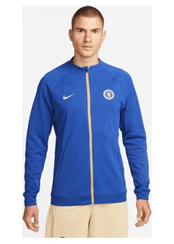Męska dzianinowa kurtka piłkarska z zamkiem na całej długości Nike Chelsea F.C. Academy Pro - Niebieski ze sklepu Nike poland w kategorii Kurtki męskie - zdjęcie 169757604