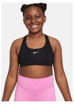 Stanik dla dużych dzieci (dziewcząt) Nike Swoosh (szersze rozmiary) - Czerń ze sklepu Nike poland w kategorii Staniki dla dziewczynki - zdjęcie 169758081