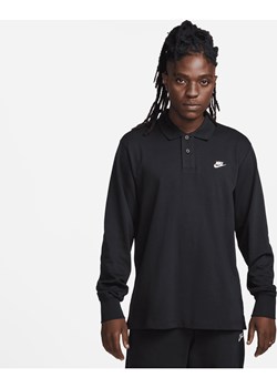 Męska dzianinowa koszulka polo z długim rękawem Nike Club - Czerń ze sklepu Nike poland w kategorii T-shirty męskie - zdjęcie 169758690