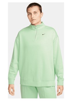 Damska dzianinowa bluza oversize z zamkiem 1/4 Nike Sportswear - Zieleń ze sklepu Nike poland w kategorii Bluzy damskie - zdjęcie 169759133