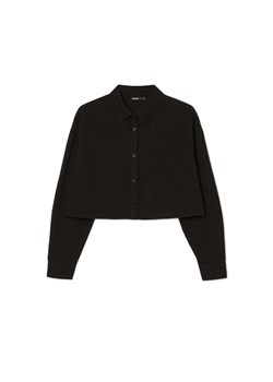 Cropp - Krótka czarna koszula - czarny ze sklepu Cropp w kategorii Koszule damskie - zdjęcie 169779013