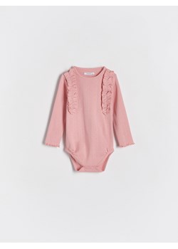 Reserved - Bawełniane body z falbaną - różowy ze sklepu Reserved w kategorii Body niemowlęce - zdjęcie 169779481
